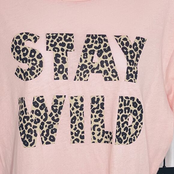 Wildfox Stay Wild Leopard Print Graphic Tee Large NEW - Picture 3 of 8